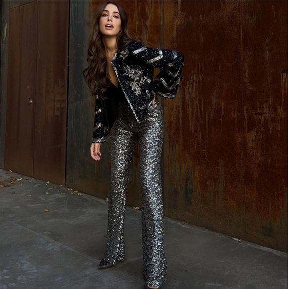 Zara flare sequin Leggings - Picture 6 of 16